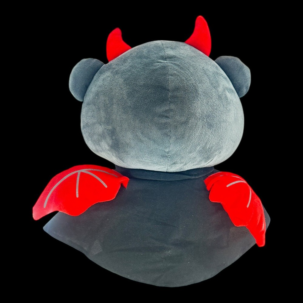 Fukuya Stuffed BearDevil Big Plush 14" Kawaii Halloween Gray Red - Picture 4 of 8
